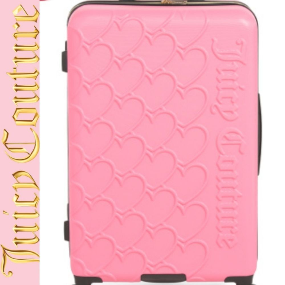 Juicy Couture Natalia Heart Pattern Hard Side Spinner 21" Luggage- Pink